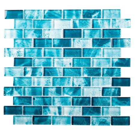 Andova Tiles Bluz Cerulean 1 in. x 2 in. Glass Mosaic Wall Tile Andova Tiles
